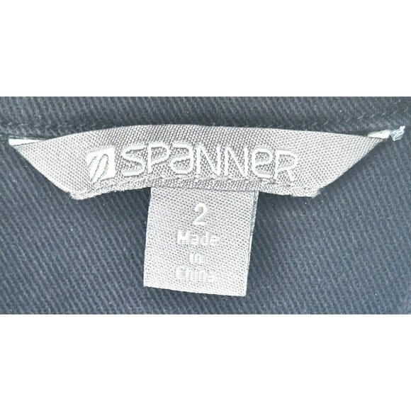 Spanner Womens Denim Jean Jacket Rhinestone Collar Boho Snap Button Black Size 2 - Picture 8 of 12